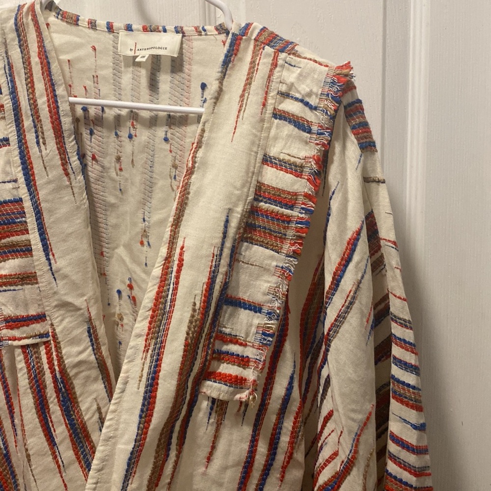 Anthropologie one size fits most Western Kimono Shrug cover up Tan, Red, Blue - Picture 6 of 9